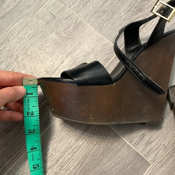 Vintage bamboo platform wedge heels 5.5 preowned - Picture 9 of 12